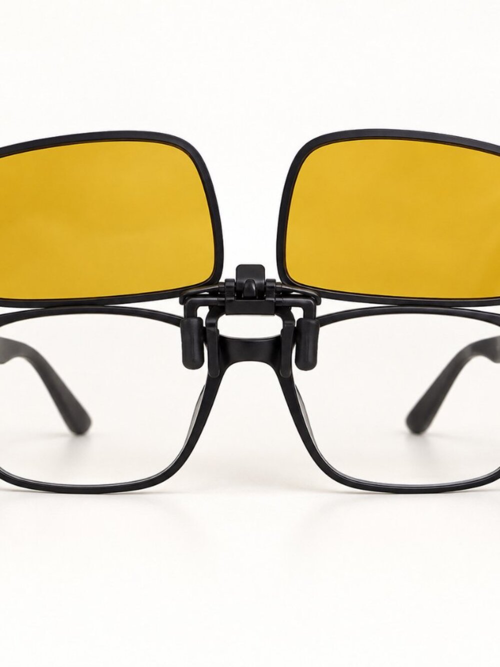 Amber Yellow Flip-Up Clip-On Sunglasses for Eyeglasses Night Driving